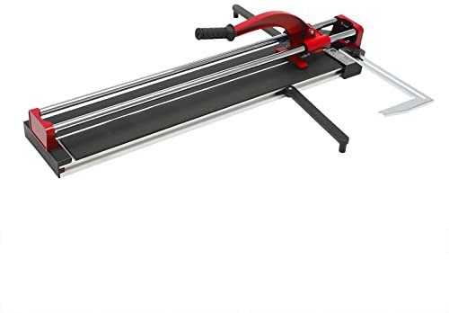 Mermajestic Fliesenschneider 800mm, Doppelschienen Halterungen Manueller Fliesenschneider 3/5 in Kappe mit Wolframlegierungs-Schneidrad, Fliesenschneider-Werkzeuge, Balancing Bracket Lineal Bar (Rot)