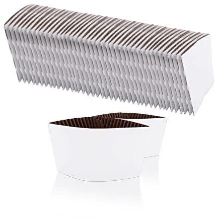 EchoDone Disposable Coffee Cup Sleeves for Hot or Cold Drinks Paper Corrugated Cup Jackets 200 Count Color White Fit for 90mm Diameter Cups 10oz 12oz 16oz (Without Cups)