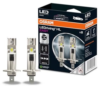 OSRAM LEDriving HL EASY ≜ H1, lampe LED pour feux de route et de croisement, blanc froid 6500 K, aucun accessoire nécessaire, utilisation tout-terrain uniquement - pas d'ECE, 2 lampes