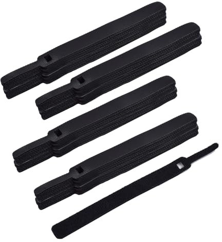 50 Stück Kabelbinder, Klettband, Kabelbinder Wiederverschließbar, Kabelbinder Klett, Klettband Kabelbinder, Kabelaufbewahrung, Kabelbinder Klein, für Kabelmanagement und Drahtorganisation, Schwarz