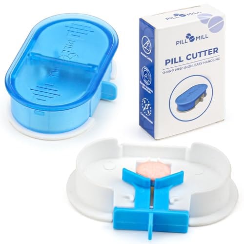 Pillenschneider von Pill Mill - Professioneller Tablettenteiler für kleine Tabletten mit Zentriervorrichtung - Tragbarer Pillenschneider für kleine Pillen, einfach zu bedienender Tablettenschneider
