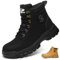 PAQOZKC Scarpe Antinfortunistiche Uomo Donna Impermeabile Leggere Scarponi Antinfortunistiche Antiscivolo Scarpe da Lavoro Alte con Punta in Acciaio Comode U79/Nero 44
