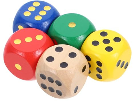 TOYANDONA 5 Dadi in Legno Per Giochi Da Tavolo - Dadi Con Lettere Per Listruzione - Set Di Dadi A 6 Facce Con Alfabeto Giocattolo Educativo Per Bambini