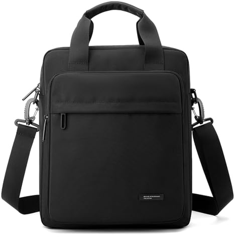 zhongningyifeng Herren A4 Nylon Umhängetasche, Business wasserdichte lässige schwarze Schultertasche, Crossbody Tasche für Arbeit Reisen Outdoor