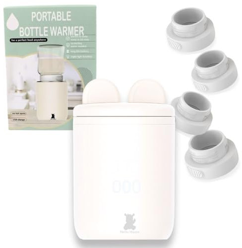 Hello Hippo - Chauffe-biberon Compact et Portable : USB-C Rechargeable, Anti-Fuite, Compatible avec Philips Avent, MAM, NUK | 4 Températures Réglables | Chauffage Rapide et Efficace