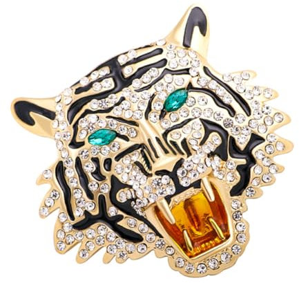 CALLARON Elegante Strass Tigerbrosche Anstecknadel Vielseitige Kleidungsklammer Mit Schmuckanhänger Für Damen Herren Party Modeaccessoire