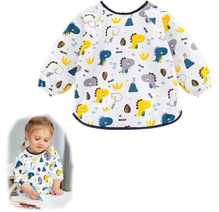 Furforstk malschürze kinder 2–8 Jahre malkittel kinder Wasserdicht schürze kinder Dinosaurier lätzchen mit ärmeln mit Taschen und ärmeln für Kunst Schule Kochen Malerei