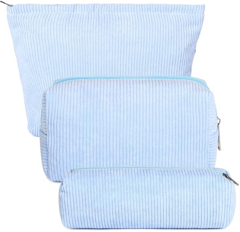 deegbbyi 3 Pezzi Borsa Cosmetica in Velluto a Coste, Borse Portaoggetti in Velluto a Coste, Borsa for Trucco in Tinta Unita, Borse Trucco Viaggio, per Viaggi e Conservazione Quotidiana Cosmetici