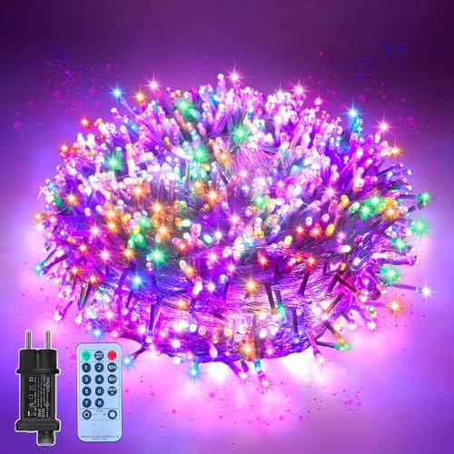Bunt LED Lichterkette 24m 200 LEDs Mit 5 Meter Stromkabel – Fernbedienung & Timer-Funktion, Für Innen & Außen, 8 Blinkmodi, Ideal Für Weihnachten, Hochzeit, Wohnzimmer & Dekoration