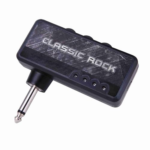 Dioche Amplificatore per Cuffie per Chitarra Elettrica Mini Amplificatore Portatile con Effetto Distorsione Heavy Rock Batteria Ricaricabile Incorporata Jack per Cuffie da 3,5 Mm (BLACK)