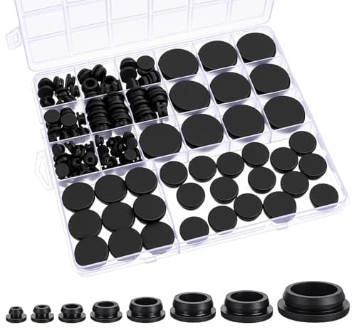 125 Stück Gummi Kabeldurchführung, Gummitülle Set | Blindstopfen Gummistopfen Gummi Stopfen, für Mechanische Plugs, Auto, Maschine, Wasserleitung, Pumpe