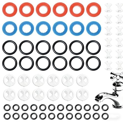 2-Pack Universal Brass Tap Cartridge & 72-Pcs Tap Washers Assorted UK Set - Ceramic Valve Repair Kit with O-Rings for Leak-Proof Kitchen & Bathroom Mixer Taps