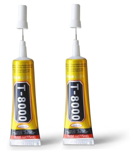 T8000 Glue 15ml Phone Screen Adhesive - High Flexibility Glue for Phone Repair, Jewelry and Rhinestone with Precision Needle Tip, 2Pcs.