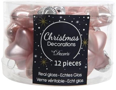 Christbaumschmuck Sterne Glas 4cm x 12 Stück Weihnachtskugeln Weihnachtsbaum rosa