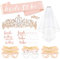 Konsait Rose Gold JGA deko Accessoires für den Junggesellinnenabschied, Hochzeit, Bride to be Schärpe Tiara, Weiße Schleier mit Kamm, Brillen, 16 Tattoos für Braut to be, Team Braut
