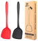 Pack of 2 Silicone Wok Spatula, Non-Stick, Heat, Stain and Odor Resistant, Easy to Clean and Dishwasher Safe, Seamless Kitchen Utensil for Cooking, Baking, Stir-Fry (Black-Red)