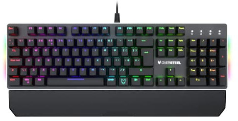Oversteel Titan – Mechanische Gaming-Tastatur, RGB, roter Schalter, UK-Layout