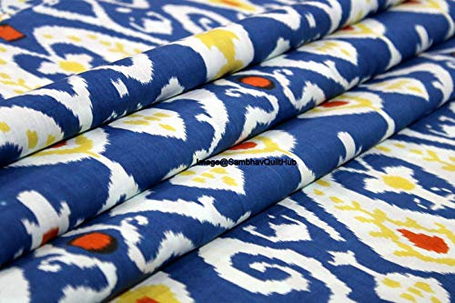 Multi Ikat Voile-Handblock-Stoff für floralen Ekat-Druck, Baumwolle, Nähen, Basteln, Schneidern, Laufen, natürliche Farbe, Sanganeri, indischer Blumendruckstoff, Meterware, Breite