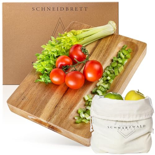 Schwarzwald Spirit Schneidebrett Holz Groß - Massiv Holzbrett für Küche - Extra Dickes Schneidbrett, Küchenbrett, Käsebrett, Brotschneidebrett, Hackbrett (35x25cm)