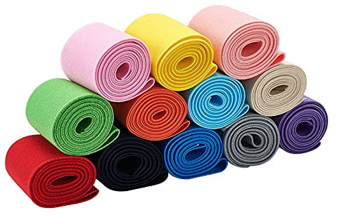BENECREAT 13 Yards (12M) 50mm Wide Flat Elastic Bands 12 Colors Sewing Elastic Ribbon Bands for Dress Skirt Waistband Wig Bands