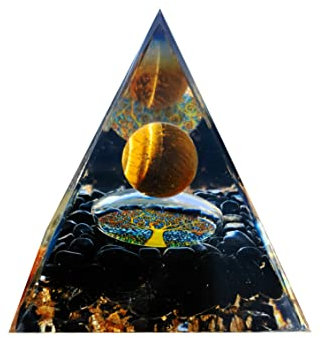 VNSTKWW Kristall Ornament, Amethyst Pyramide Edelstein, Baum des Lebens Pyramide Reiki Heilkristall Pyramide Desktop Ornament Heimdekoration für Meditation 6cm(2.36inch)