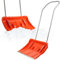 KADAX Schneeschieber mit Alu-Profilkante, breite Schneeschaufel mit Rädern, Schaufel mit Metallgriff, Schneeschippe mit Kunststoff-Blatt, Schneeräumer (Orange)