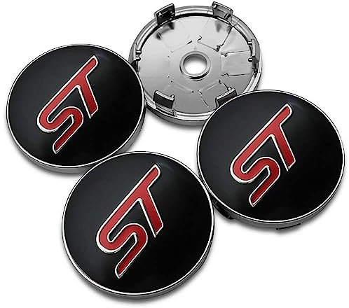 BAGLEV 4 Stück Wheel Hub Caps Radzierdeckel Mittellochdeckel Ersatzteil,für Ford ST Focus x 2 3 Kuga Fiesta Mondeo 60mm 56mm Wasserdicht Staubdicht Verschleißfest und Langlebig,A-60MM