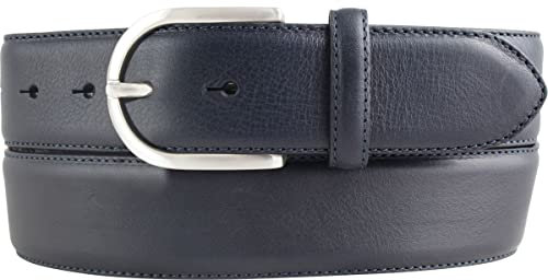 BELTINGER Hochwertiger Jeansgürtel aus Vollrindleder 4,0 cm | Bombierter Ledergürtel Damen 40mm | Jeans-Gürtel made in Italy | Marine 100cm