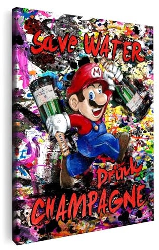 Artmazing | Super Mario Bild bunt | S-Art Bilder | Super Mario Bilder Modern | Leinwandbilder XXL Wohnzimmer | Wandbild Super Mario Deko XXL | Bild Leinwand XXL | buntes Poster für Wand
