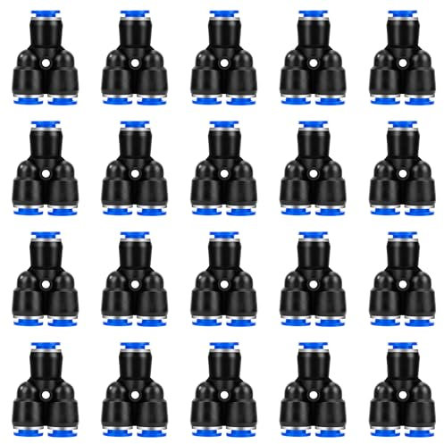 QIMEI-SHOP Pneumatik Steckverbinder Y Pneumatikverbinder 6mm Pneumatische Fittings Push In Schnellkupplung Schnellsteckverbinde für Luft 20 Stück
