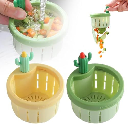Colador de fregadero de cocina, 2024 lindo cactus fregadero colador de drenaje, colador de fregadero de cactus, colador de desagüe de cocina, cesta de vertido automático de prensa, colador para