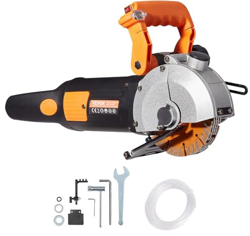 VEVOR Elektrische Wandfräse 5000 U/min Wand Chaser Maschine 4800Watt Wand Groove Schneidemaschine Stoßmaschine 42mm für Ziegel Granit Marmor Beton Cutter Notcher Groover mit 5 x Sägeblätter