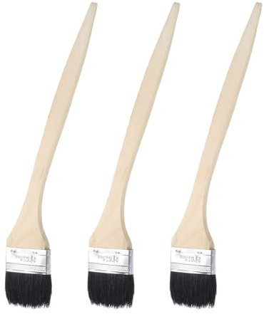 sourcing map 3pcs Bent Radiator Paint Brush 2.5 Width Curved Wall Paint Soft Bristle Brushes with Long Wood Handle for Painting DIY Wall Treatment