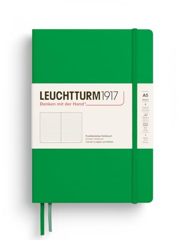 LEUCHTTURM1917 372193 Notizbuch Medium A5, Hardcover Schreibbuch, 251 nummerierte Seiten, Spring Leaf, dotted