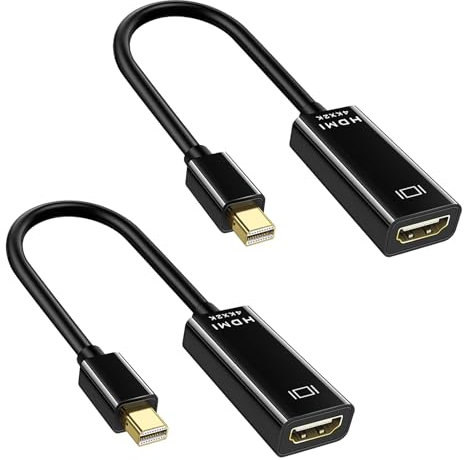 2 Pièces Adaptateur Mini DisplayPort vers HDMI, Convertisseur Thunderbolt 2 vers HDMI pour MacBook Pro/Air, 4K@30Hz, Microsoft Surface Pro, iMac, Moniteur, Projecteur, Compatible 1080p, 1440p, HDCP2.2