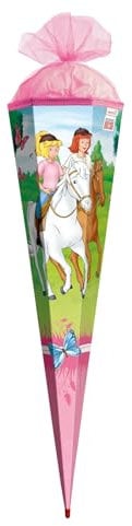 ROTH Schultüte, Bibi & Tina - Pferdefreunde, 85 cm, eckig, Rot(h)-Spitze, Tüllverschluss