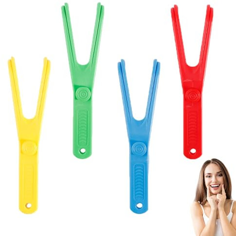 Porte Fil Dentaire,4 Pièces Porte-Fil Dentaire Réutilisable,Porte Flosser Dentaire,Floss Pick Produits,Support de Remplacement de Porte-Fil Dentaire,Nettoie Efficacement les Espaces Entre les Dents