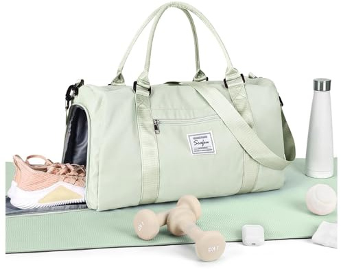 HYC00 Sport Duffel Bag Damen Herren Handgepäck Sporttasche mit Nassfach & Schuhfach, Reisetasche Damen Weekender Gym Travel Bag Schwimmtasche Yoga Bag Trainingstasche Duffel Bags,Mintgrün