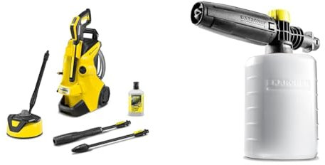 Bundle of Kärcher K 4 Power Control Flex Home Pressure Washer, Pressure: max. 130 bar, Flow Rate: 420 l/h, Area: 30 m²/h, Water Filter + Kärcher FJ6 Foam Nozzle - Pressure Washer Accessory,Multi,0.6L