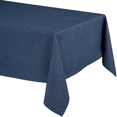 Elegante Tischdecke mit natürlicher Leinenoptik, Lina Tischdecke und Tischläufer, Größe und Farbe wählbar (Eckig 110x220 cm, Ozeanblau)
