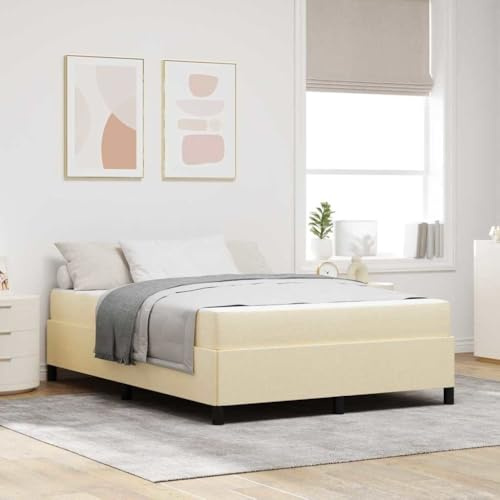 vidaXL Boxspringbett Creme 140 x 200 cm Stoff