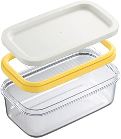 Butter Dish Butter Keeper Lid, Durable Cheese Storage Box with Cutter Clear Buttering Container for Easy Cutting and Storage(Size:10 x 17 x 7 cm)