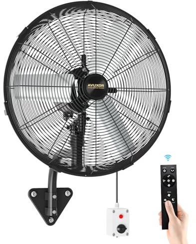 AVUXOR Industrieller Wandventilator Outdoor 50 cm mit Fernbedienung, BLDC Motor (bürstenlos), 90° Oszillation & 30° Neigung, 4 Stufen, wasserdichter Ventilator für Lager, Werkstatt Energiesparend