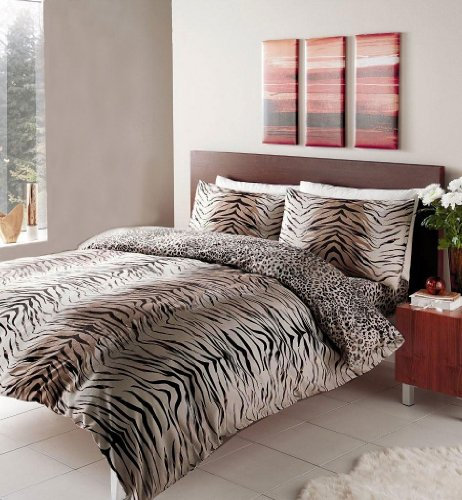 HOMEMAKER BEDDING TIGER PRINT DUVET COVER SETS WITH PILLOW CASES (Single)