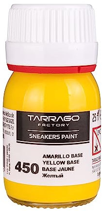 Tarrago | Sneakers Paint 25 ml con Pincel y Esponja | Colores Pantone | Pintura para Sneakers y Zapatillas Deportivas de Cuero, Cuero Sintético y Lona (Amarillo Base 450)