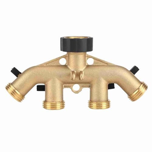 Répartiteur de Robinet de Jardin en Laiton Robuste 2 Voies, Adaptateur de raccord de Tuyau de 3/4 3/4 pour l'irrigation de Jardin(Europäisches Gewinde) (2 Voies) (4 Voies)