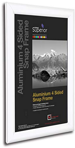 Stewart Superior 4-seitiger A3-Aluminium-Schnapprahmen, 25 mm dick zur Frontaufnahme von Bildern/Postern - Weiß