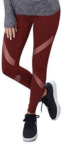GOVIA 1er Pack Sport Leggings Damen lang High Waist Push Up Sportleggings Gym Pants Sporthose Elastisch Bauchweg Yoga Hose Fitnesshose Laufhose 4107 Dunkelrot S-M