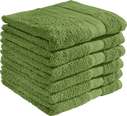 REDBEST Handtuchset, Frottierset 6er-Pack Chicago grün Größe 50x100 cm - saugstark, strapazierfähig, ideal für Reisen, Sport (weitere Farben)
