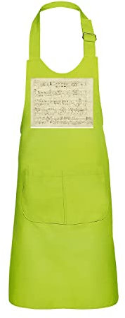 Fabulous Kinderschürze 2 Taschen Küche Grün Chopin Partitur Manuskript Polonaise Klavier Musik - Top Qualität